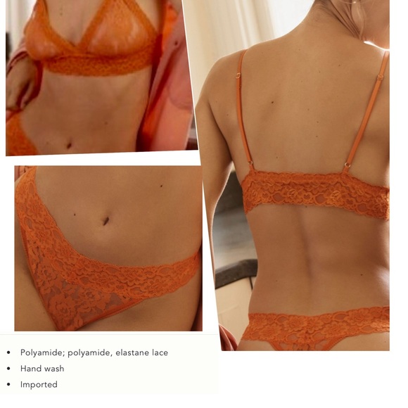 NWT Anthropologie Orange Triangle Lace Bra & Lace Thong Set - Picture 14 of 16